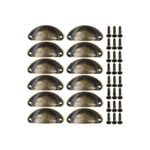 12pcs Poignées de Meuble Vintage Boutons de Tiroir Metal Coquille pour Placards Armoire Commode Cuisine Tiroirs Laiton Antique 82mm