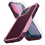 Asuwish Phone Case for iPhone 13/14 6.1 inch with Tempered Glass Screen Protector Cover and Cell Accessories Protective Mobile Rugged Hybrid iPhone13 iPhone14 5G i i-Phone i13 i14 Women Men Rose+Red