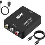 Convertisseur Rca Vers Hdmi 1080p Rca Composite Cvbs Av Vers Hdmi Compatible Avec Ps2 Xbox N64 Wii Vhs Vcr Caméra Dvd, Prend En Charge Pal/Ntsc Avec Hdmi Et Câble D'alimentation Usb