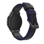 Samsung Galaxy Gear S3 / Frontier Watch 46mm aito nahkainen ranneke - Sininen Tummansininen