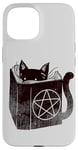 Coque pour iPhone 15 SataniCat Pentagramme Chat Satan Demon Necronomicon Lover