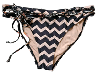 O'NEILL LADIES RUBY BIKINI BOTTOM SIZE 16 (XL) LACES BELT ZIGZAG PINK BLACK SWIM