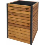 Jardinière sur pied HHG 581, Jardinière sur pied, Outdoor bois d'acacia certifié mvg aluminium, 60x42x42cm brun