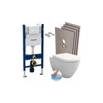 Pack wc Bati-support Geberit Duofix + wc suspendu sans bride Livea Bello + Abattant soft close + Plaque Blanche + Set d'habillag