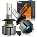 JOSHF Ampoule H7 LED , Anti-Erreur CSP 18000LM +500% 6500K Phare Blanc pour Voitures et Motos avec Ventilateur Silencieux, 2023 Remplacement Amélioré de l’Ampoule Halogène H7,DC12V, 2 Ampoules