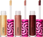 Mac Tiny Tricks Set Mac: Lipglass, Lip Gloss, Optical Delusion, 2.4 G + Lipglass, Lip Gloss, Tiktalk Of The Town, 2.4 G + Lipglass, Lip Gloss, Gilty Of Trickery, 2.4 G For Women