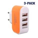 Stuff Certified® 3-Pack Triple (3x) USB-portti iPhone / Android Seinälaturi Seinälaturi AC Home Oranssi