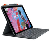 Logitech Slim Folio Keyboard Cover for iPad 10,2 tum (7:e /8:e generation), Bluetooth, tyskt - Grafitgrå