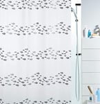 Spirella, Rideau de Douche en Plastique PEVA Imperméable, Design Élégant, Facile à Nettoyer, Idéal pour Salle de Bain, Dimensions 180x200cm, Couleur Blanc et Argent, 180 x 200 cm