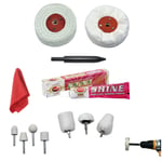 Autosol Shine Metal Polish Polishing Kit Cleans Polishes Protects 3” Mops 12pce