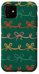 Coque pour iPhone 11 Kelly Green Noeuds Coquette de Noël esthétique