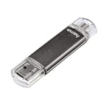 Hama 16 GB USB memory stick with USB 2 and microUSB (2-in-1 USB stick, e.g. for Android mobile phone, tablet, computer, notebook, PC, laptop, MacBook, OTG, 10 MB/s) mobile phone stick, double memory stick grey