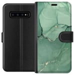 Samsung Galaxy S10 Sort Lommebokdeksel Grön Marmor