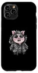 Coque pour iPhone 11 Pro Cochon kawaii de dessin animé avec une tenue de dragon cool