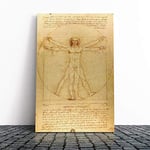 Big Box Art Canvas Print Wall Art Leonardo Da Vinci The Vitruvian Man Vitruviano | Mounted & Stretched Box Frame Picture | Home Decor for Kitchen, Living Room, Bedroom, Multi-Colour, 30x20 Inch