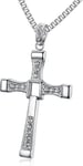 925 Sterling hopea todellinen tekojalokivi Fast and Furious 7 Cross Charm miehille Naiset Pojat Tytöt Unisex, tekojalokivi Sterling hopea