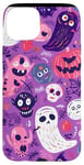 Coque pour iPhone 15 Plus Violet Pop Art Géométrique Mignon Fantôme Spooky Pastel Goth Rétro