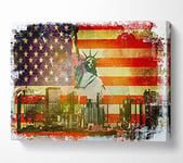 American Flag NYC Canvas Print Wall Art - Double XL 40 x 56 Inches