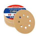 WORKPRO Disques de Ponçage 125mm 50 Pièces, Grain 80, 120, 240, 3 Fois Plus Résistant, Disques Abrasifs 125mm de Qualité avec 8 Trous pour Polissage, Dérouillage, Finition