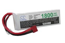 vhbw Batterie Li-Polymer LiPo 1800mAh 11.1V pour modélisme RC - divers modèles réduits : voitures de course, hélicoptères, avions, bateaux etc.