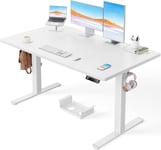 Bureau Assis Debout avec Moteur Brushless avancé-140 x 80 cm-100 kg de capacité de Charge Bureau Assis Debout Electrique, Fonction silencieuse, Cadre métallique Robuste