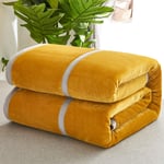 Lvbeis Super Douce Couleur Unie Couverture, Légère Réversible Couverture de Jet, Sieste Chaude Confortable Microfibre Couverture Polaire Couverture Canape,Yellow, 180x200cm(King)