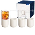 Villeroy & Boch - Manufacture Rock blanc Ensemble de verres longdrink, 4 pièces. Ensemble de verres pour cocktails et mocktails, 300 ml, Verre en cristal, Aspect ardoise blanc mat