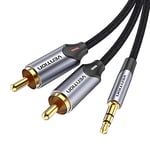 Vention Câble RCA Jack, 0,5M, Jack Stéréo 3.5mm vers 2RCA Mâle Audio Stéréo, Tressé en Nylon, Câble Audio Y Splitter, Câble Auxiliaire Compatible avec Contrôleur DJ, Amplificateur Hi-Fi, Enceinte