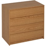 Pegane - Commode Meuble de rangement coloris chêne - Longueur 80 x Hauteur 73.5 x Profondeur 45 cm