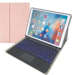 Étui De Protection Pour Ipad Pro 12.9 2015/2017 (1ère Et 2ème Génération) Avec Clavier Anglais Qwerty Rétroéclairé Et Pavé Tactile 7 Couleurs En Cuir Pu Avec Porte-Stylo Rose