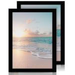 Cispree A4 Photo Frame-2Pack, A4 Wooden Picture Frames with Acrylic Clear Sheet,Large Poster/Documents Frame for Family/Christmas/Photo A4(21 * 29.7CM)-Black