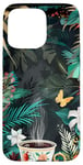 Coque pour iPhone 15 Pro Max White Pop Art Tropical Magic Book Floral Coffee Books