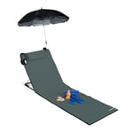 Relaxdays Matelas, Litière de Plage rembourré XXL avec Un Parasol, réglable, Poche, Portable, Anthrazit, Anthracite