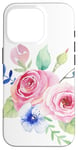 Coque pour iPhone 16 Pro Roses rose pâle avec verdure délicate