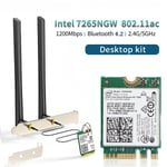 WiFi-adapter Intel 7265 1200Mbps Bluetooth 4.2 M.2 Desktop Kit Dual Band 2.4G 5G trådlöst kort för PC Laptop AC7265 Desktop Kit