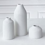 Kate Aspen Lot de 3 vases à bourgeons Blancs en céramique bohème pour Herbe de la Pampa, Eucalyptus, Fleurs sèches et Plantes | Décoration d'étagère, décoration de cheminée, décoration de Ferme