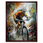 Bicycle Race Cyclist Racing Sport Action Shot Art Print Framed Poster Wall Decor 12x16 inch