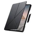 PITAKA Coque pour iPad Air 13 2024 Coque Magnétique pour iPad Pro 12.9 2022/2021/2020/2018 Housse de Protection Ultralégère avec Porte-Stylo iPad Stand Multi-Angle en PU Cuir Noir [MagEZ Folio 2]