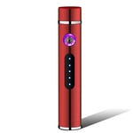 Electric Lighter Multi Protect Safety Systems Windproof Flameless USB Rechargeable Electric Lighter with Power Indicator for Fire Cigarette Candle Outdoors Indoors,Red