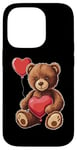 Coque pour iPhone 14 Pro Ours en peluche coeur amour joyeux Saint-Valentin