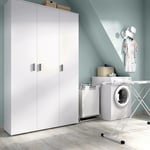 Dmora - Armoire polyvalente Dmeli, Porte-balai multifonctionnel, Armoire à 3 portes, 116x35h190 cm, Blanc