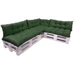 Set de 7 Coussins pour palettes, 3 x Assise 120x60 et Dossier 3x120x40cm Vert, Canapé de Jardin / coussin palette in / extérieur Setgarden