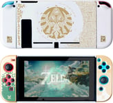 Zelda Switch Coque, Protection Coque Switch Zelda Tears Of The Kingdom, Coque Rigide Accessoires Etui Switch Pour Switch Joycon Et Console, Dockable (Coque Blanc Pour Switch)