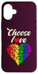 iPhone 16 Plus Heart, rainbow colors, Choose Love, LGBT pride Case