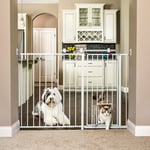 Pet Gate Maxi Extra Tall Walk-Through med liten kjæledyrdør Hvit 130-150 x 97 cm - Hund - Soveplasser og Innhegninger - Hundegrinder - Carlson