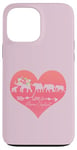 Coque pour iPhone 13 Pro Max Cœur floral rose foncé Mama éléphant quatre bébés veaux