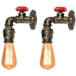 Wottes - 2 pcs Vintage Fer Forgé Steampunk Applique Murale Rétro Industriel Métal Conduites D'eau Lampe Murale Cuisine Bar Chambre Bronze