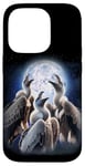 iPhone 14 Pro 3 Vultures Howling At The Moon Funny Vulture Bird Carrion Case