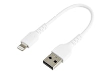 StarTech.com 6 in(15cm) Durable White USB-A to Lightning Cable, Heavy Duty Rugged Aramid Fiber USB Type A to Lightning Charger/Sync Power Cord, Apple MFi Certified iPad/iPhone 12 Pro Max - iPhone 7/8/11/11 Pro - Lightning-kabel - Lightning / USB - 15 cm