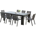 Salon de jardin en aluminium gris Ibiza Une table et 8 fauteuils - Noir